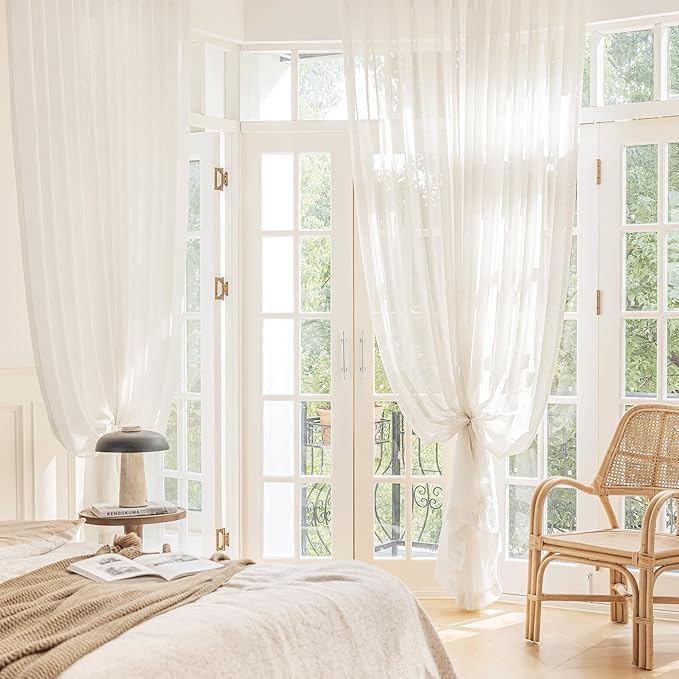 FMFUNCTEX Linen Sheer Sliding Door Curtains - Image 6
