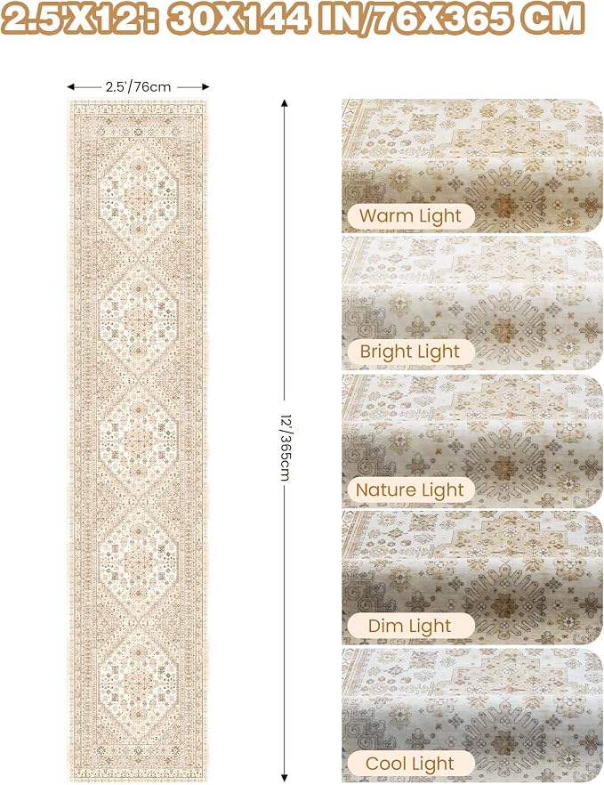 Carpet Runners for Hallway 12ft, Non-Slip Long Bathroom Rugs Runner for Kitchen - Image 2