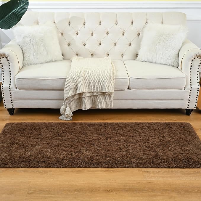 Goideal Fluffy Runner Rug for Bedroom Living Room, 2x6 Brown Bedside Rugs - Image 5