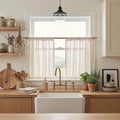 MYSKY HOME Kitchen Semi Sheer Linen Curtains 24 Inch Long, Light Filtering by MYSKYHOME