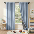RYB HOME Smoky Blue 100% Blackout Curtains by RYBHOME