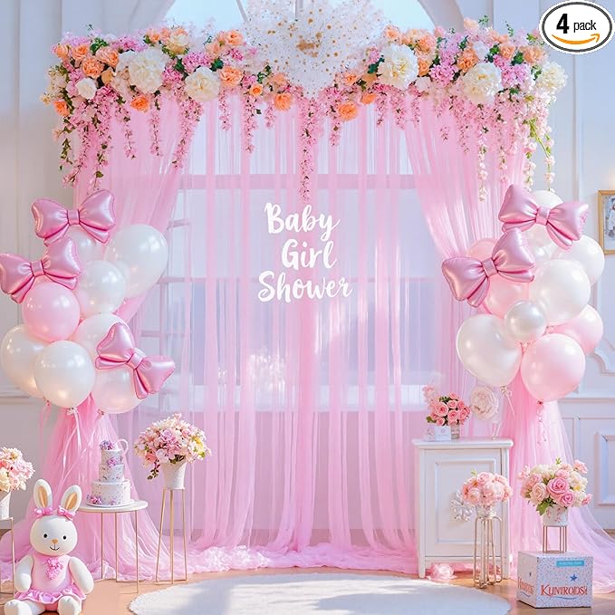 20ft x 15ft Pink Tulle Backdrop Curtain by Suppromo