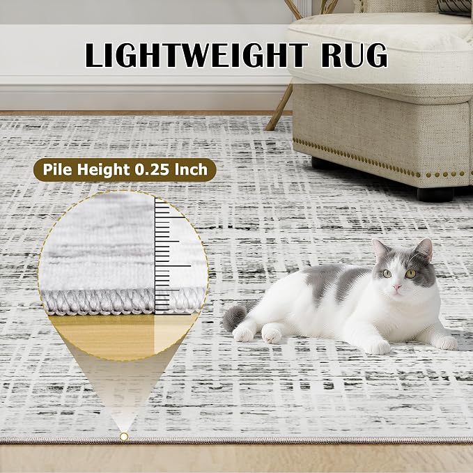 5x7 Area Rugs Washable Rug: Anti-Skid Abstract Modern Living Room Rug Soft Thin - Image 7