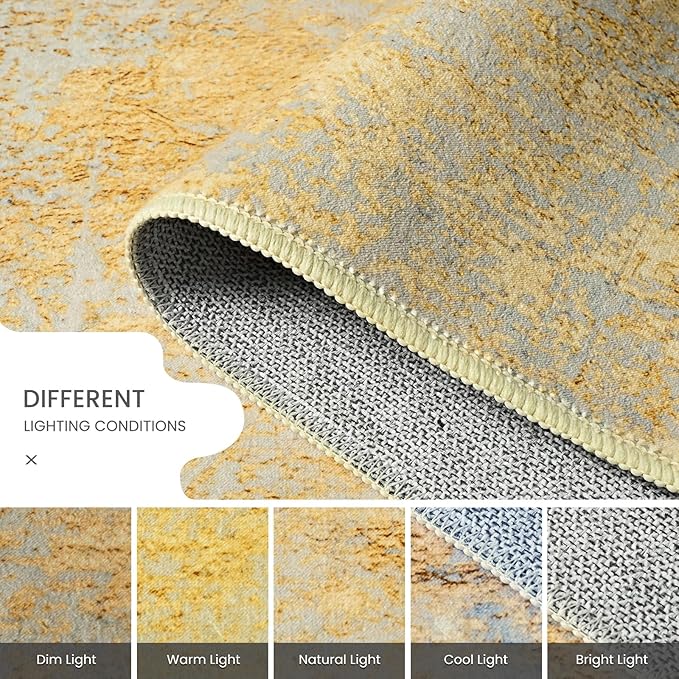 Ompaa Living Room Rug 6x9 Area Rug Washable Boho Carpet Non Slip Abstract - Image 5