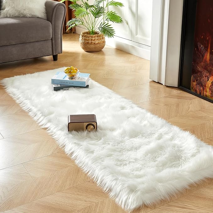 AMTOVO Faux Fur Rug, 2 x 6 ft Runner Area Rugs - Image 3