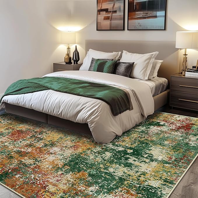 Washable Area Rugs 9'x12' Non-Slip Modern Abstract Soft - Image 2