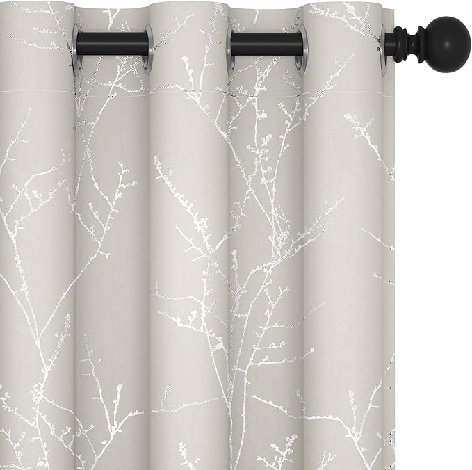 Deconovo Short Kitchen Curtains, Room Darkening Curtain Beige, Thermal by Deconovo