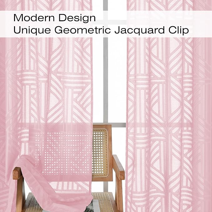 Simplebrand Blush Sheer Curtains 72 Inch Length 2 Panels - Image 3