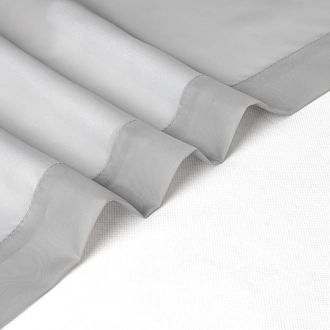 Chyhomenyc Light Grey Sheer Curtains 45 Inch Long 2 Panels, Light Filtering Rod - Image 2