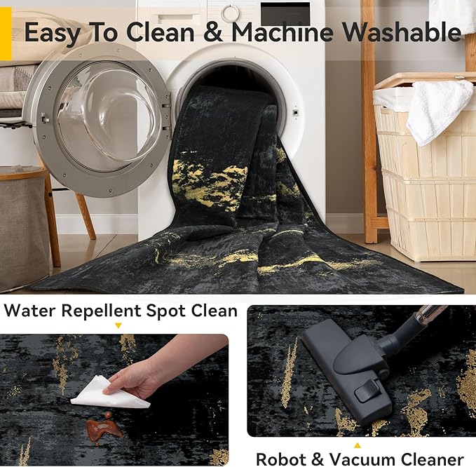 Washable Area Rugs 3x9 Non-Slip Modern Abstract Soft - Image 5