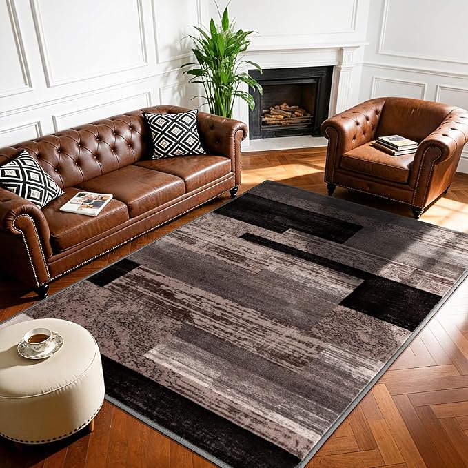LIANLAM 3x5 Washable Area Rugs for Living Room and Bedroom, Vintage Checkered by LIANLAM