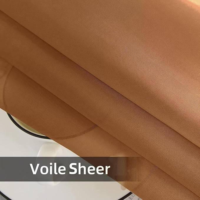 youleyar Solid Sheer Rod Pocket Curtain Voile Draperies 2 Panels White Beige - Image 6