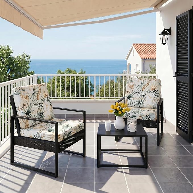 CALBODE 12Pcs Stretch Patio Cushion Cover, Tropical Floral and Leaf Pattern - Image 8