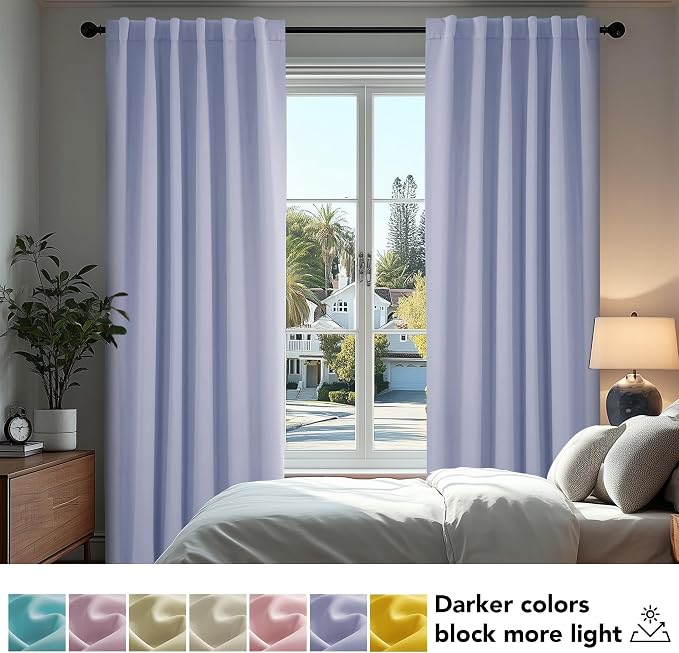 Deconovo Blackout Curtains, Thermal Insulated, W42 x L63 2 Panels, Back Tab - Image 4