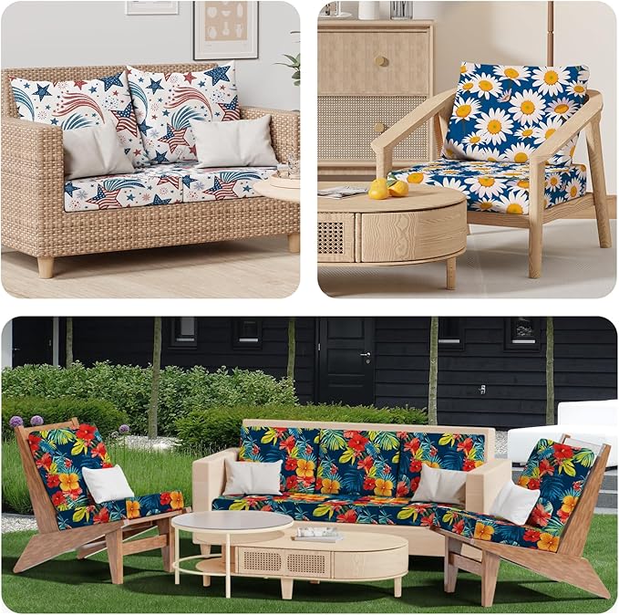 8Pcs Stretch Patio Cushion Covers, Outdoor Couch & Sofa Replacement Slipcovers - Image 9