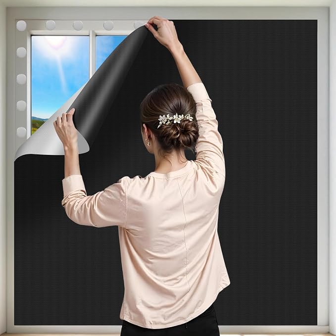 100% Blackout Curtains for Bedroom 2 Pack 40"x57" Portable Window Blinds Cover by ZUNGOUMC