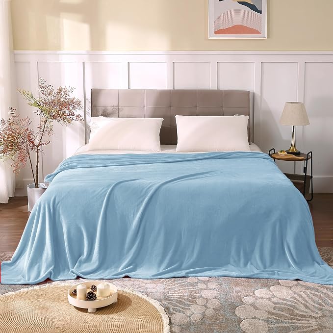 BEDELITE Fleece Blankets Queen Size Washed Blue Throw Blankets - Image 2