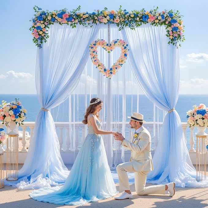 20ft x 15ft Baby Blue Tulle Backdrop Curtain - Image 3