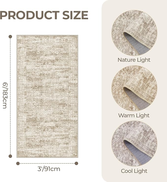 3x6 Runner Rug Non Slip, Thin Entryway Washable Rug - Image 2