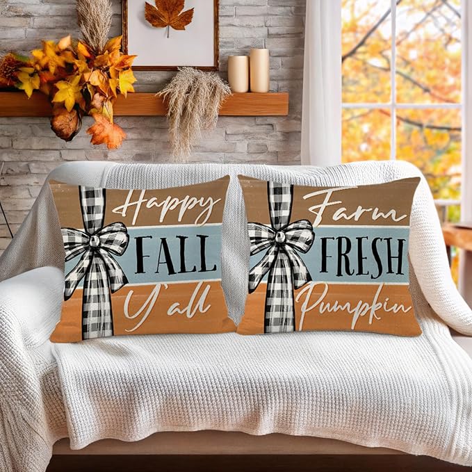 Fall Decorations for Home, Fall Pillow Covers 18 x 18 Inch Set of 4, Hello - Image 2