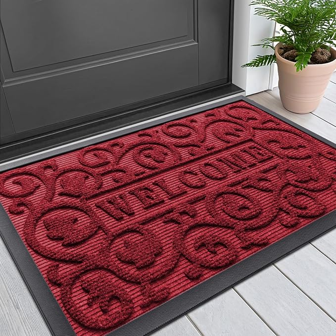 Smiry Welcome Door Mat Outside Entrance, Heavy Duty Trap Dirt and Moisture Easy by Smiry
