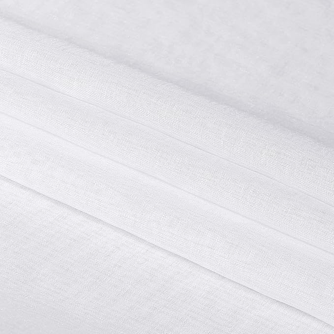 DWCN Sheer White Curtains 63 inch Length 2 Panels Set, Rod Pocket Solid Color - Image 6