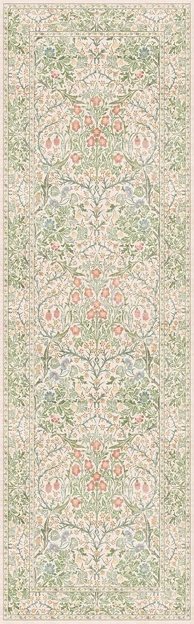 Vintage Beige Green 2'6" x 8' Runner Rug - Image 2