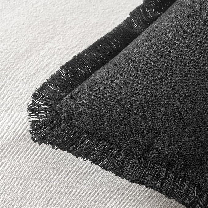 MIULEE Decorative Throw Pillow Covers Neutral Linen Fringe Throw Pillows Set of - Image 3