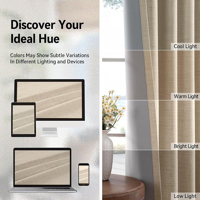 100% Blackout Shield Linen Blackout Curtains - Image 8