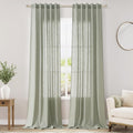 Green Linen Curtains 102 Inches Long by Nanspring