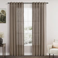 Dark Taupe Linen Curtains 84 Inch Length 2 Panels by Nanspring
