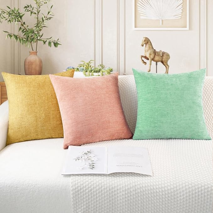 CaliTime Throw Pillow Covers Decorative 20 X 20 Inches Pack of 2 Cozy Chenille - Image 5