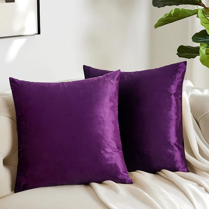 GIGIZAZA Purple Decorative Velvet Decorative 20x20 Throw Pillow Covers - Image 7