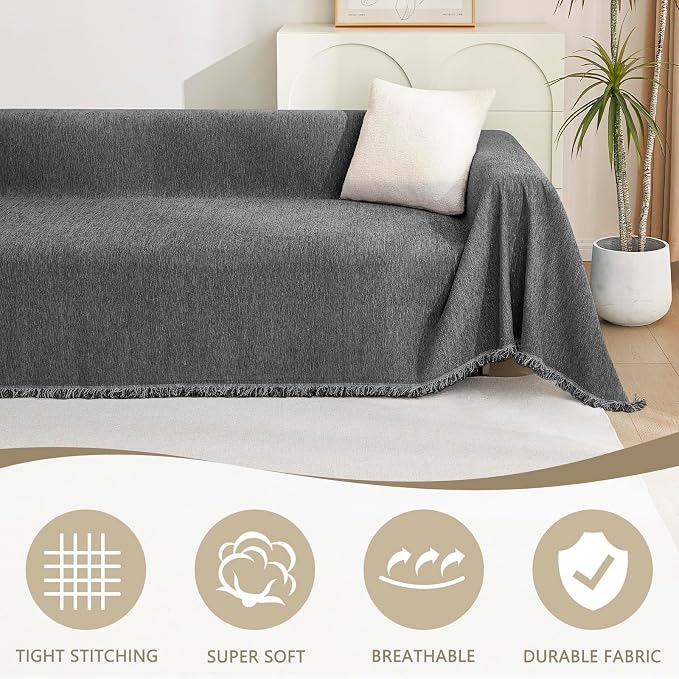 MYSKY HOME Loveseat Cover Charcoal Gray Couch Cover Sectional Couch Covers - Image 2