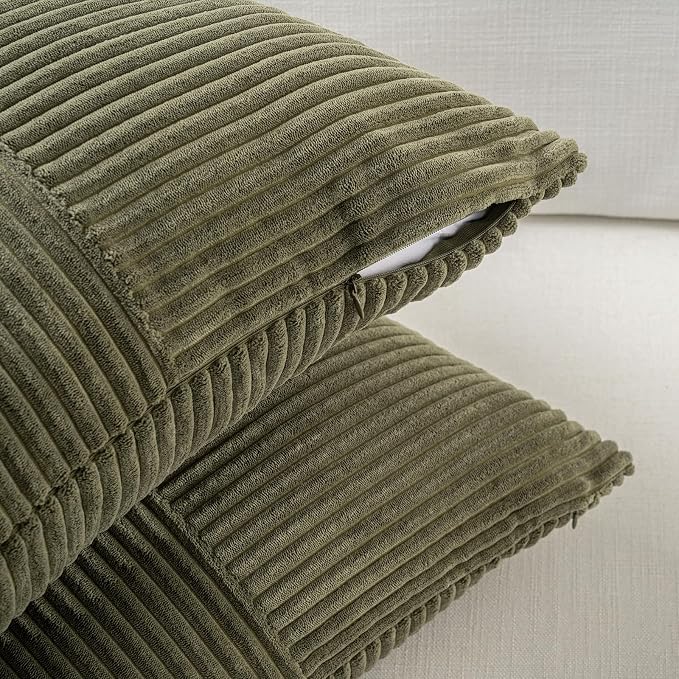 Fancy Homi 2 Packs Olive Green Lumbar Decorative Throw Pillow Covers 16x26 Inch - Image 4