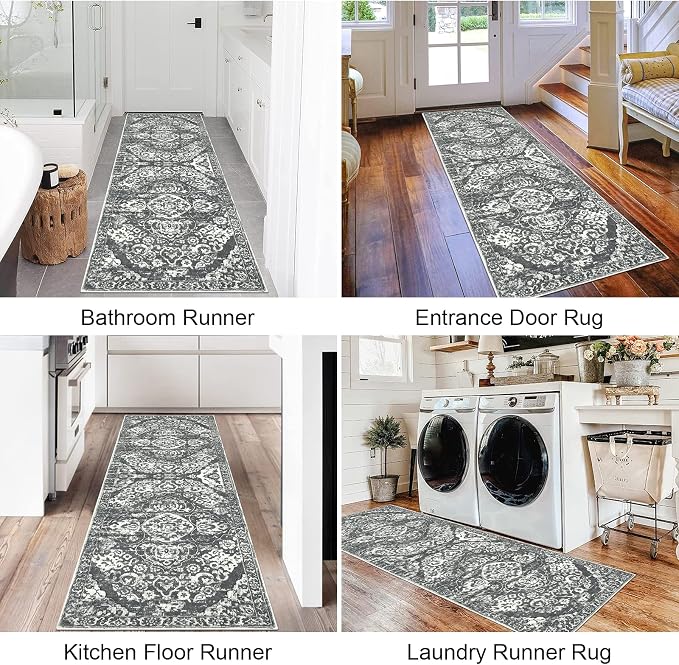 HEBE Hallway Runner Rug 2'x6' Washable Vintage Distressed Area Rugs Non Slip - Image 6