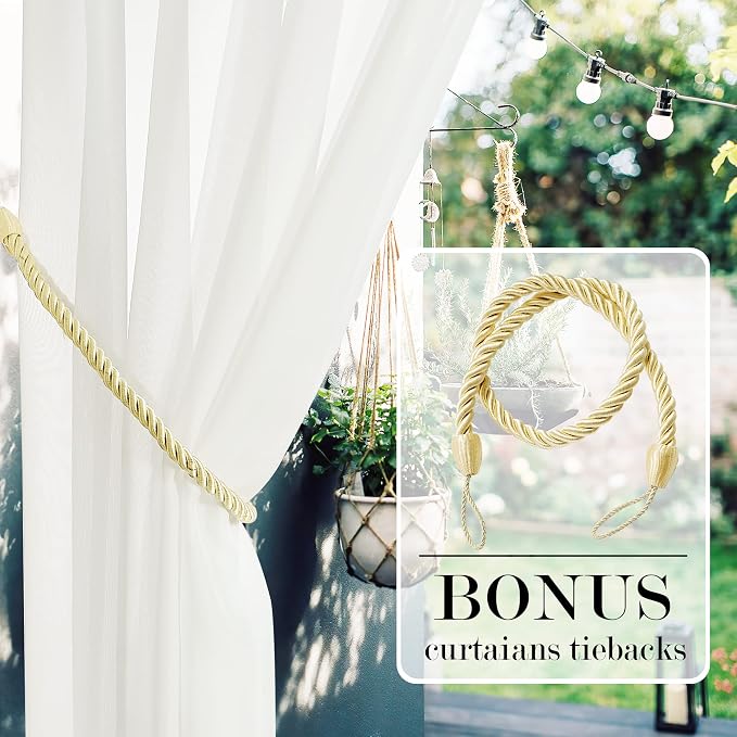 RYB HOME Sheer Outdoor Curtains - Image 4
