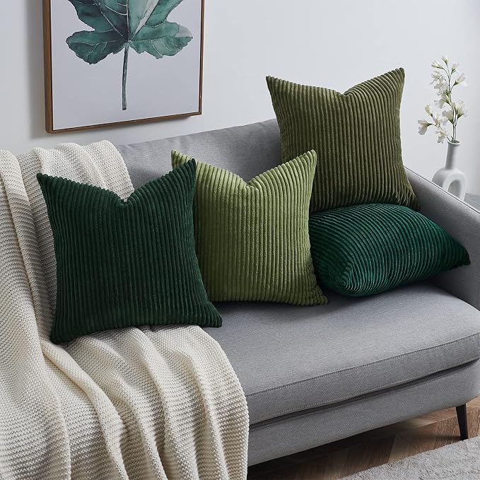 Topfinel Corduroy Throw Pillow Covers Pack of 2 Gray 16"x16" No Insert - Image 5