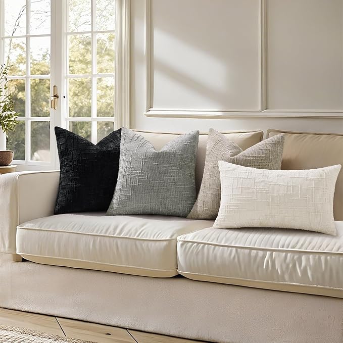decorUhome Light Grey Chenille Euro Sham Throw Pillow Covers 26x26 Set of 2 - Image 7