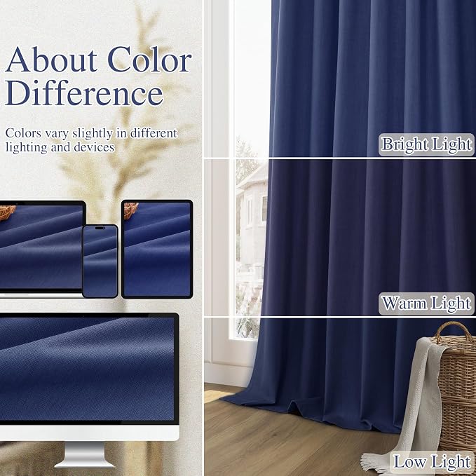 Guken 100% Blackout Curtains 108 Inch Length 2 Panels Set - Image 7