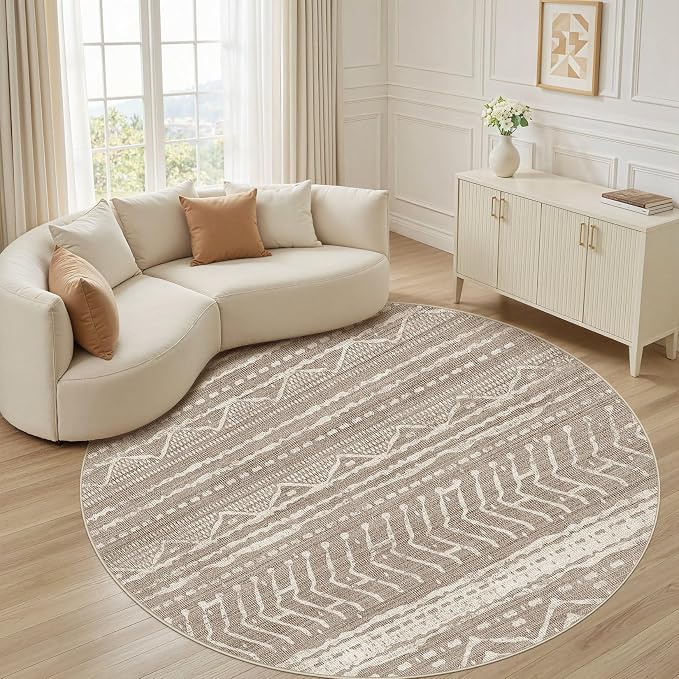 Nakagishi Area Rug Living Room Rugs: 4X4 Machine Washable Boho Large Neutral - Image 7