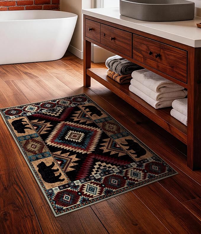 YIHOUSE Western Entryway Rug, 2x3 Rustic Washable Rug, Non-Slip Indoor Door Mat - Image 7