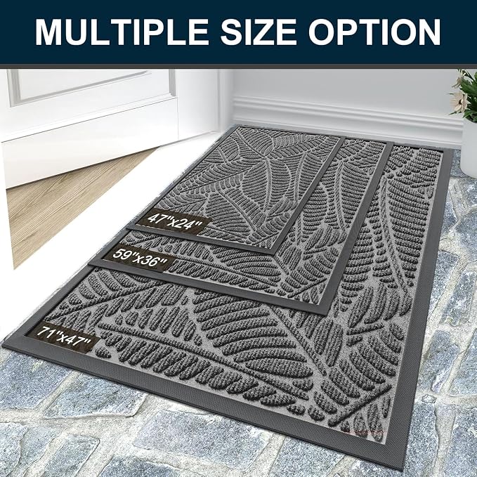 Colorxy Waterproof Doormat, Sturdy Natural Rubber Front Door Mats, Non Slip Low - Image 7