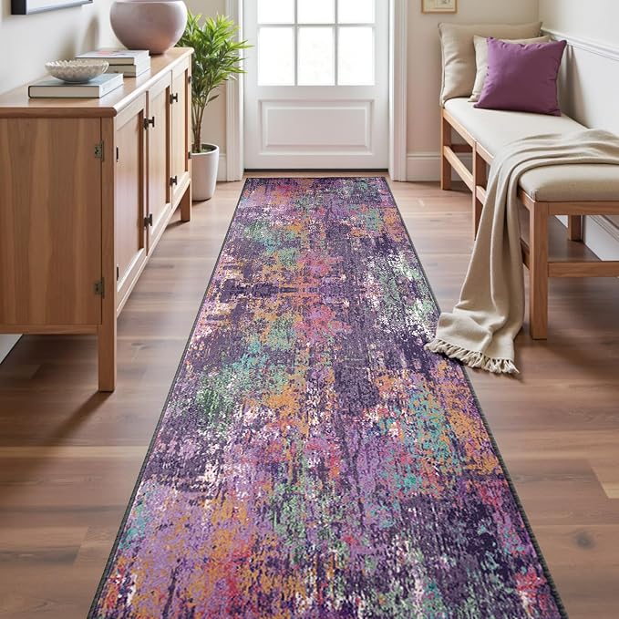 Washable Area Rugs 2'x10' Non-Slip Modern Abstract Soft - Image 2