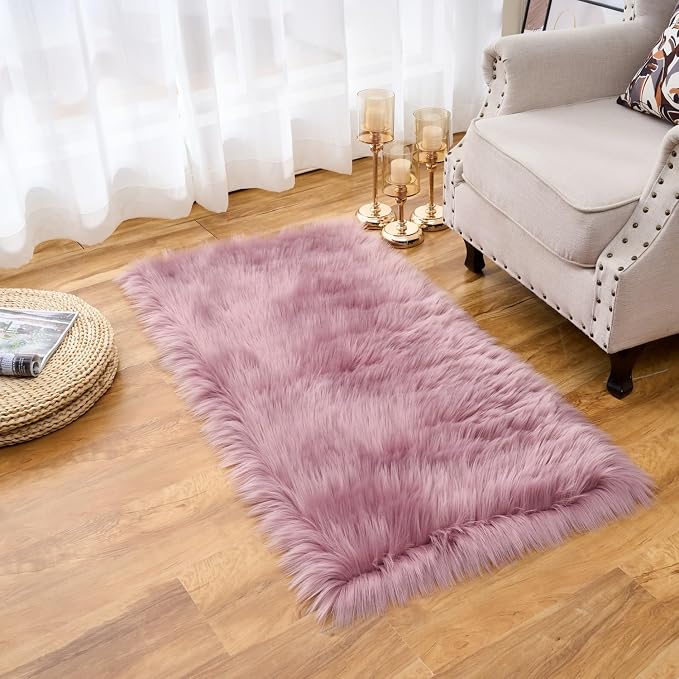 EasyJoy Ultra Soft Fluffy Shaggy Area Rug Faux Fur Rug Chair Cover Seat Pad - Image 3