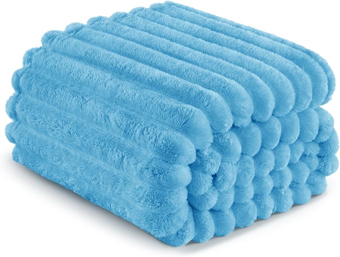 Exclusivo Mezcla Queen Size Flannel Fleece Blanket, Super Soft Striped Jacquard - Image 6