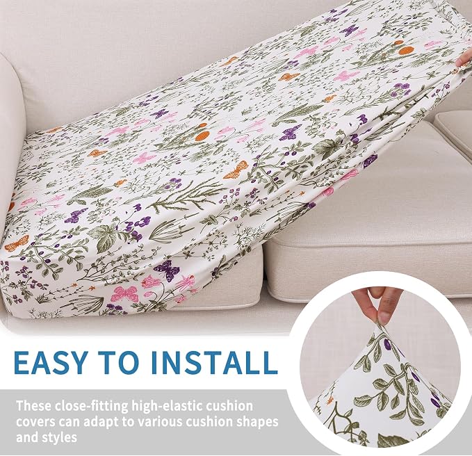 hyha Printed Couch Cushion Covers, Floral Sofa Covers Washable - Image 4