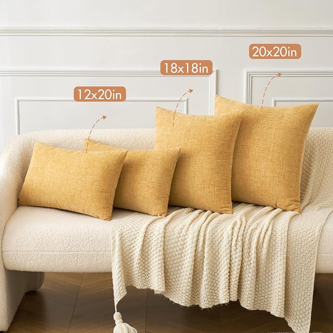 MIULEE Pack of 2 Couch Throw Pillow Covers 16x16 Inch Soft Gold Chenille Pillow - Image 4