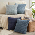 Fancy Homi Set of 4 Blue Decorative Throw Pillow Covers 14x14 Inch by Fancy+Homi