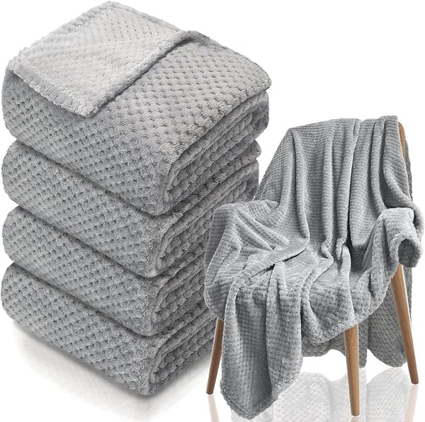 4 Pack Fleece Throw Blankets 50x60 Inches by Tewloss